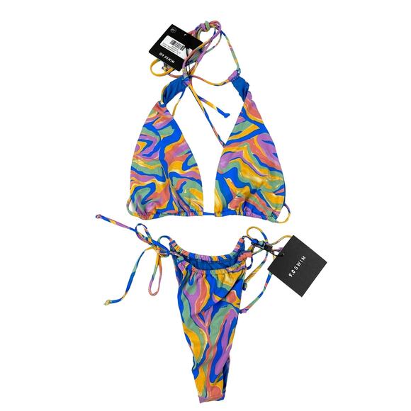 9.0 Swim - Frankie Multi Bikini Top & Bottoms in Blue & Purple - Picture 1 of 7